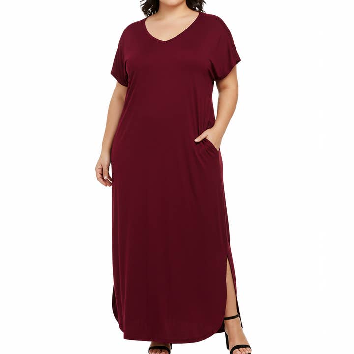 Leebe Apparel - Wholesale Dress - Women's - Plus Size Solid Maxi Dress3