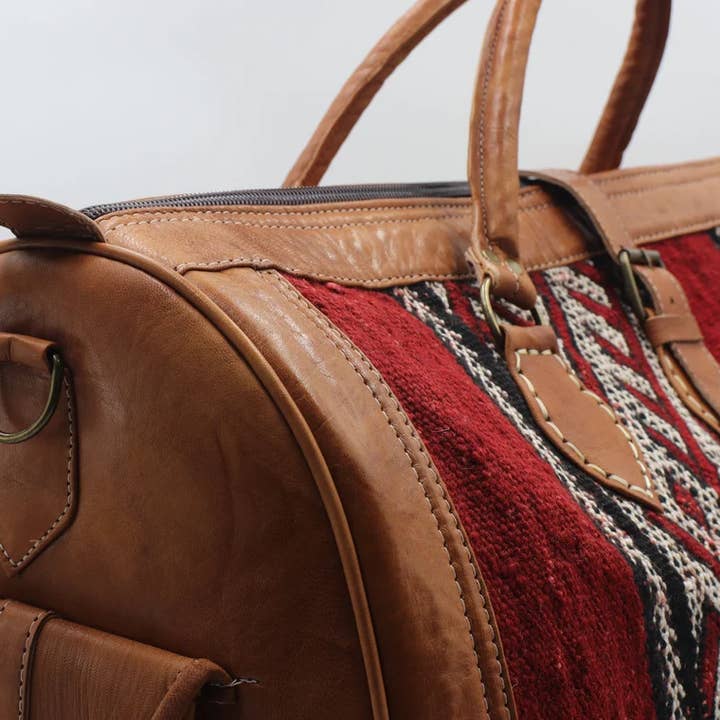 Melecraft - Venta al por mayor Bolsa de viaje - Mujer - Bolsa de viaje kilim de cuero marroquí estilo hipster4