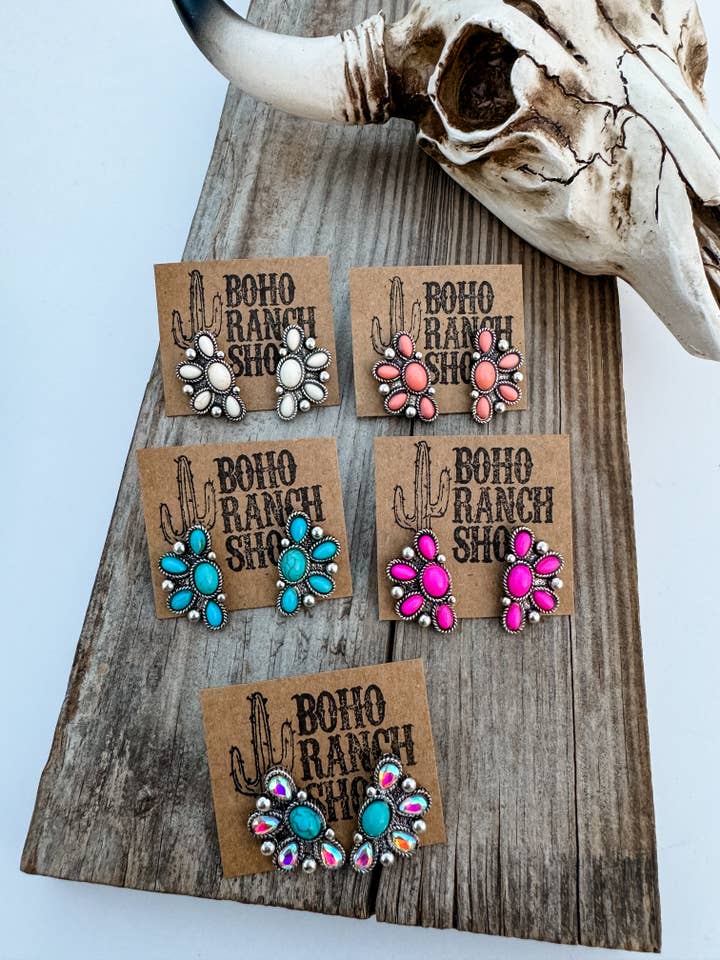 Western Oval Stone Stud Earrings for wholesale by Boho Ranch Shop