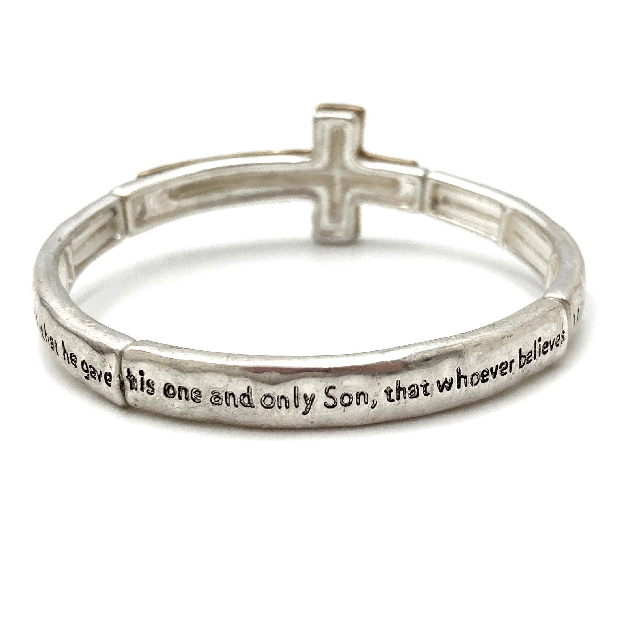 Lunar Deer - Wholesale Bangle Bracelet - Engraved Cross John 3:16 Stretch Bracelet2