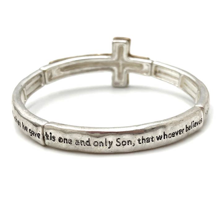 Lunar Deer - Wholesale Bangle Bracelet - Engraved Cross John 3:16 Stretch Bracelet2