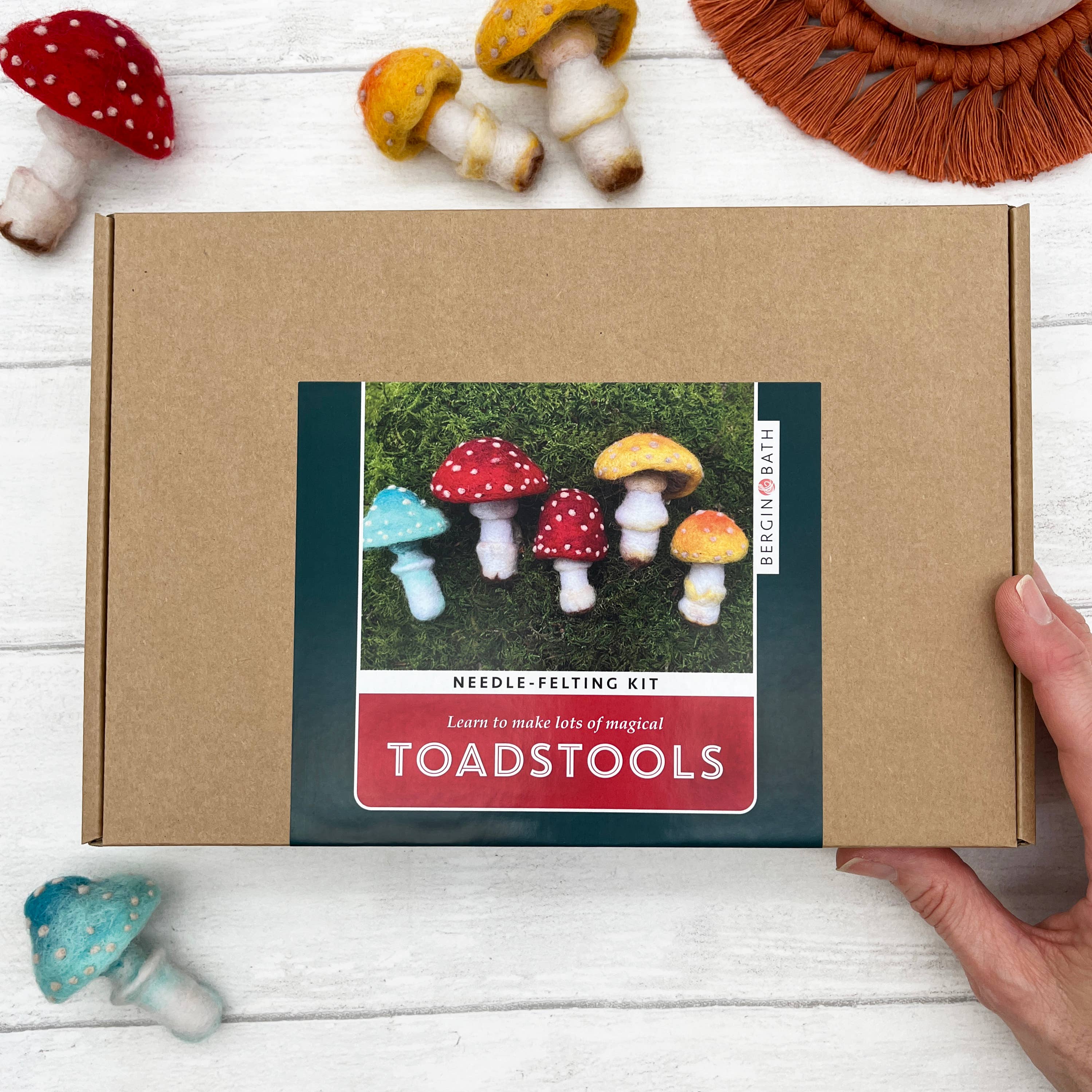 Bergin & Bath - Wholesale DIY Craft Kit - Needle Felting Kit, Toadstools5