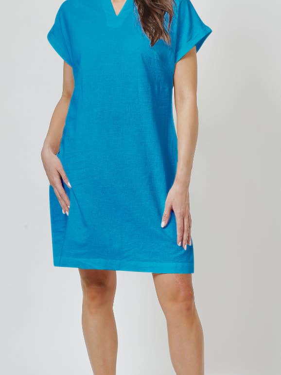Gala Dress - Teal - Organic Cotton Linen Blend for wholesale by Mudd & Water