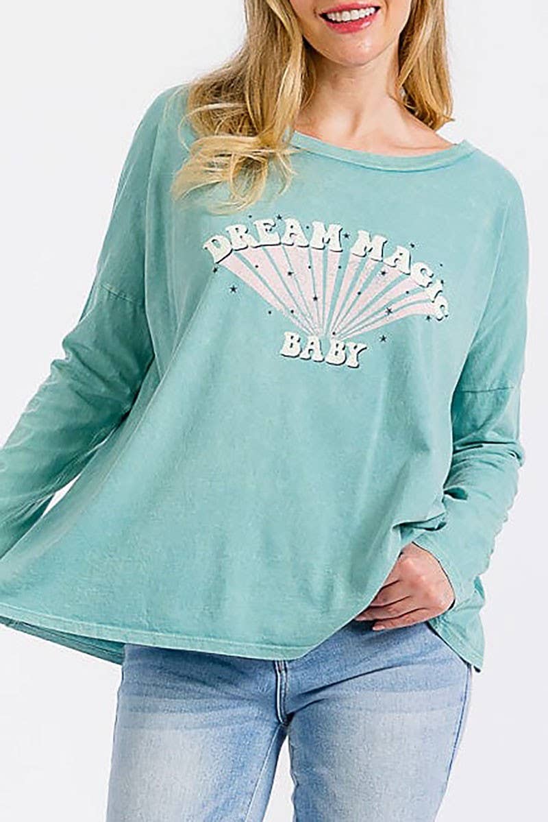 ROUSSEAU - Wholesale Screen Printed T-Shirt - Women's - MINERAL WASHED GRAPHIC PRINT  LOOSE FIT TOP5