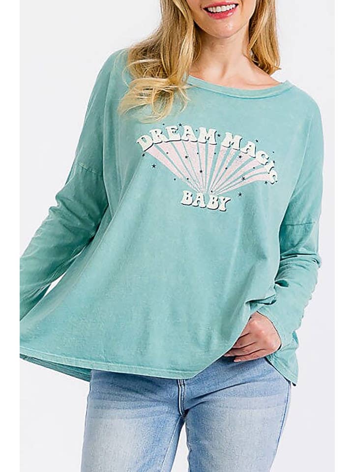 ROUSSEAU - Wholesale Screen Printed T-Shirt - Women's - MINERAL WASHED GRAPHIC PRINT LOOSE FIT TOP5