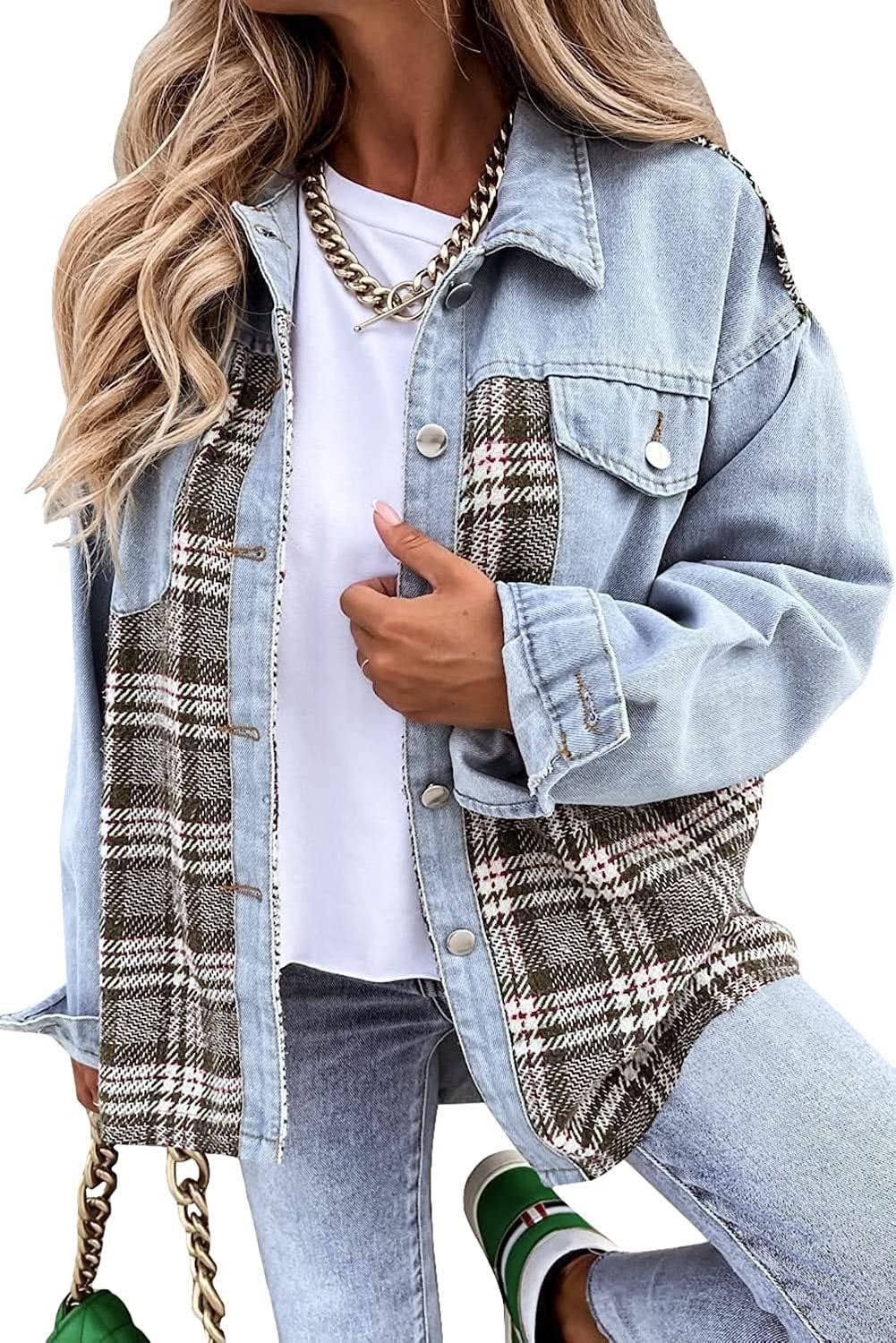 AZSHOP Trading LLC - Wholesale Shirt Jacket/Shacket - Women's - Patchwork Plaid Jacket8