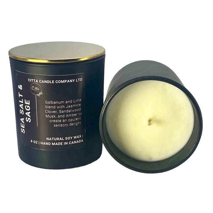 Sea Salt & Sage 8 Oz Soy Candle - Vegan, Gift Idea for wholesale by Citta Candle Company Ltd.