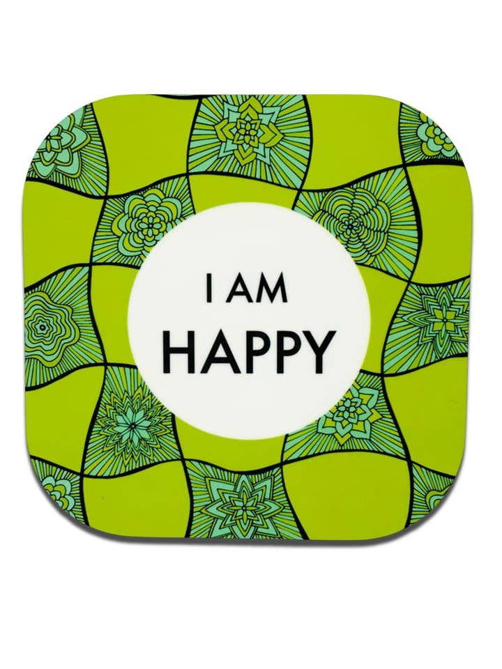 'I am Happy' – mantra coaster for wholesale by LOVELEEN®️