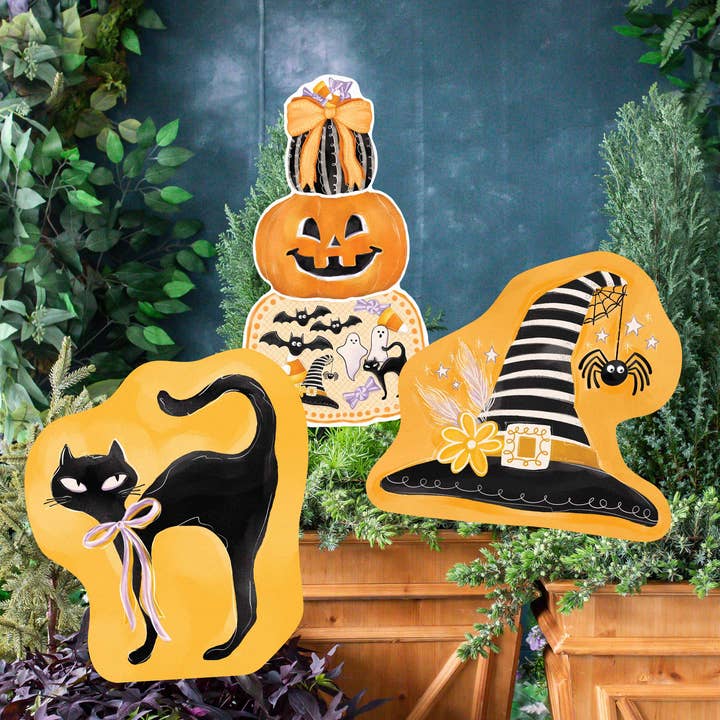 Songbird Grove Collection - Wholesale Outdoor Ornament/Decor - Halloween Stacked Pumpkin Yard Art1