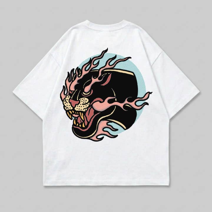 Camiseta de hombre boxy angry-panther para venta al por mayor de Mary Cotton Couture