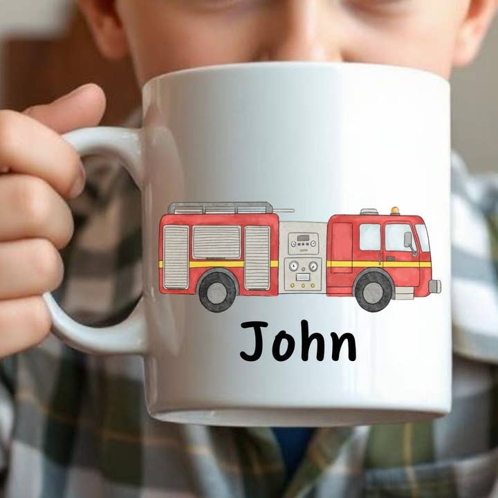 Mug de camion de pompiers personnalisé pour la vente par MerikaArt