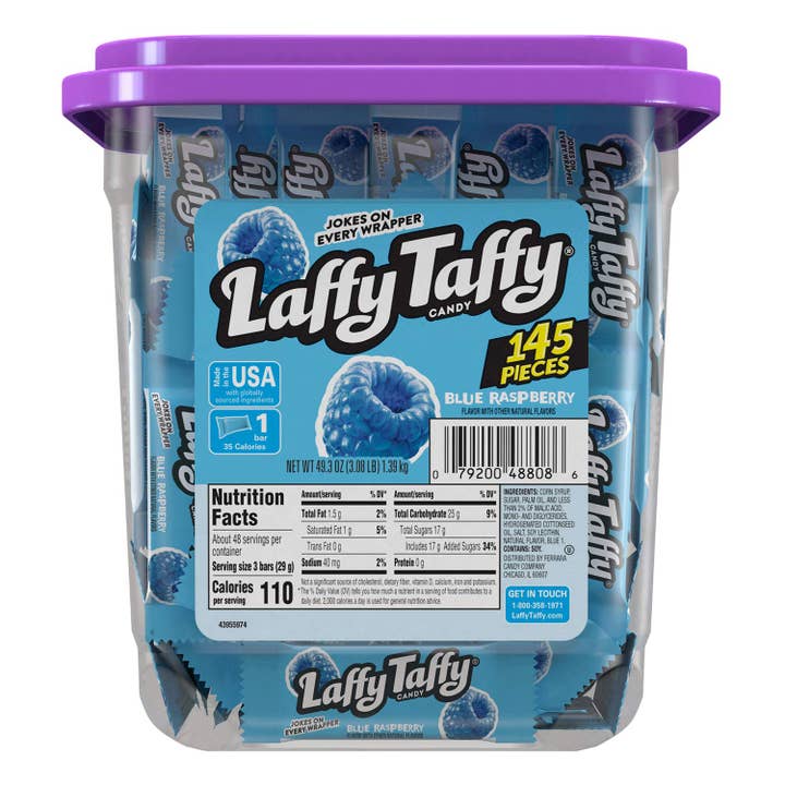 Laffy Taffy Blue Raspberry 145 Count Tub for wholesale by Long Island Candy Factory