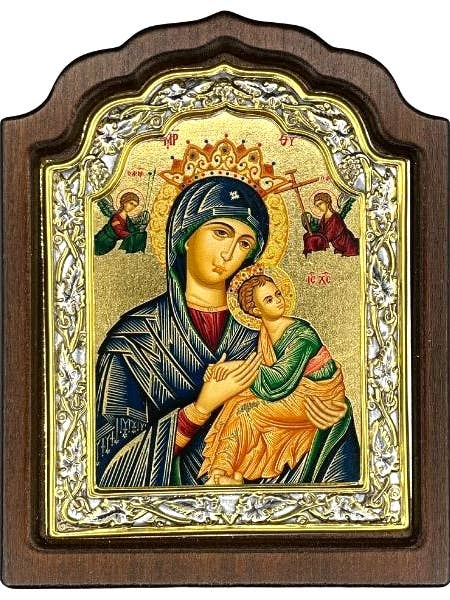 Virgin Mary Perpetual Help - Arched and Engraved Icon for wholesale by The Art of the Icon