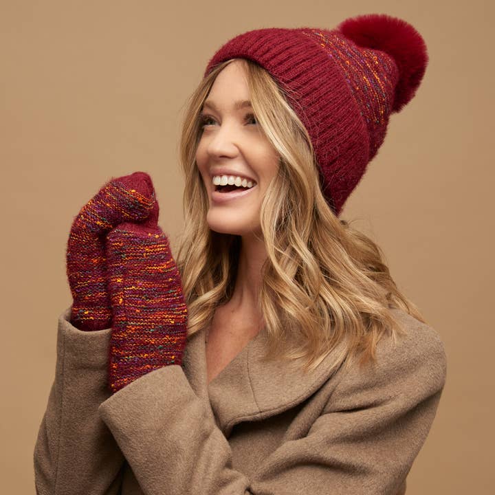 Kirry Knit Flecked Winter Mittens for wholesale by Elsie & Zoey