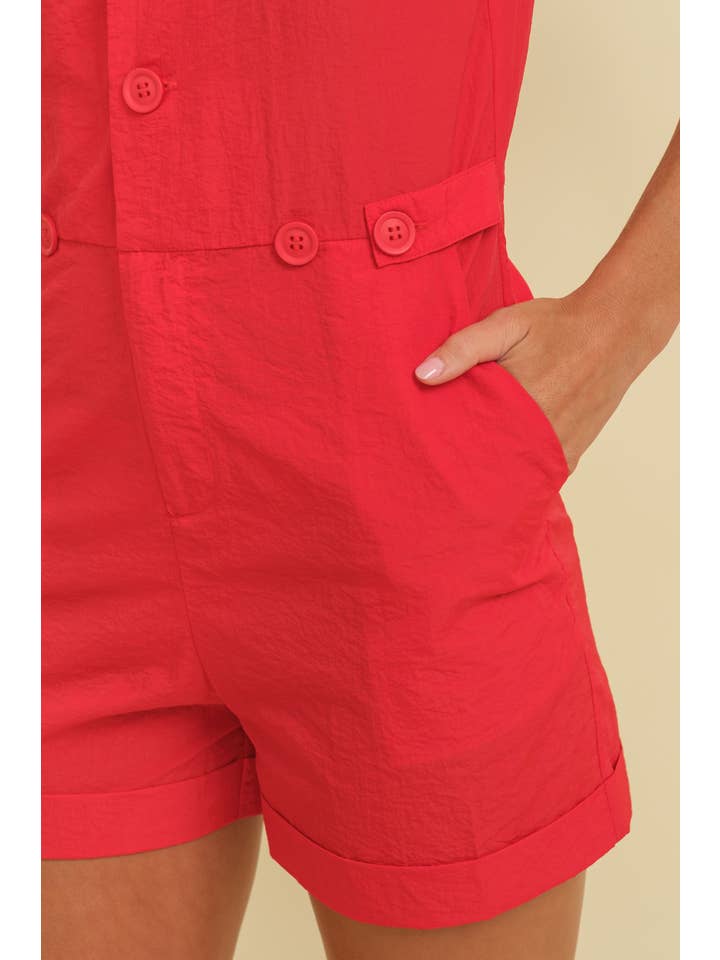 Cloud Ten - Wholesale Romper - Women's - CR11944 - BUTTON UP SHORT SLEEVE ROMPER