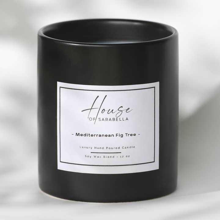 Modern Ceramic Matte Black Candle, Various Scents Available for wholesale by House of Sarabella