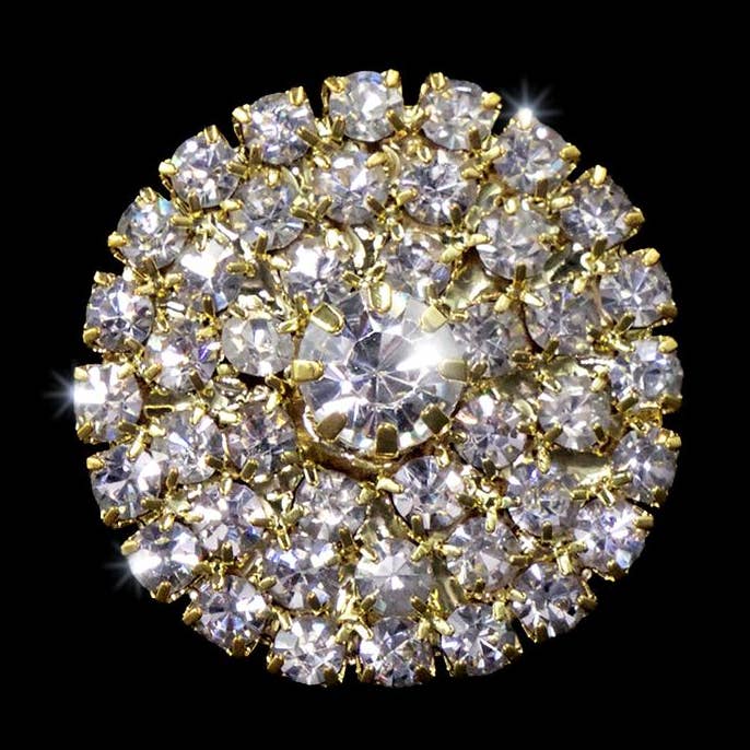 Rund Pave Knap Medium - Guld Syknap for engroshandel hos Bridal Store Jewelry