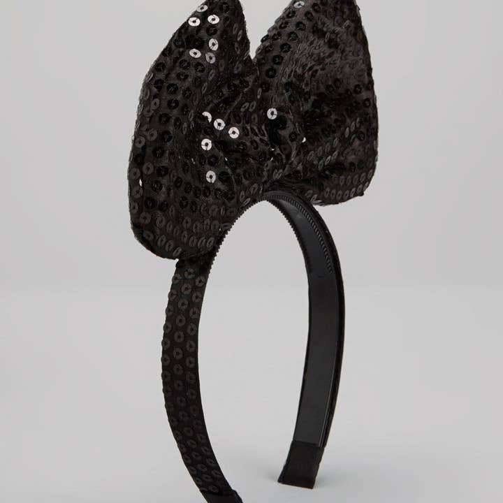 Zwarte Pailletten Grote Strik voor wholesale door Wenchoice