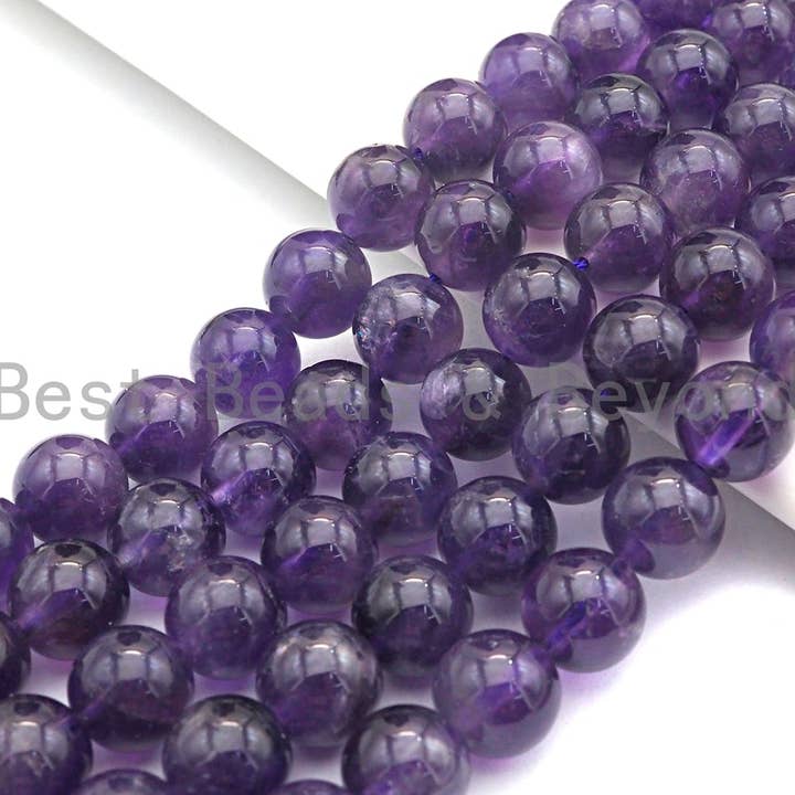 Hochwertige natürliche Amethyst Runde Perlen, rund glatt/4 mm6 mm/8 mm/10 mm/12 mm Amethyst Perlen, 15,5 „voller Strang, SKU #U527 für den Großhandel von BestBeads&Beyond