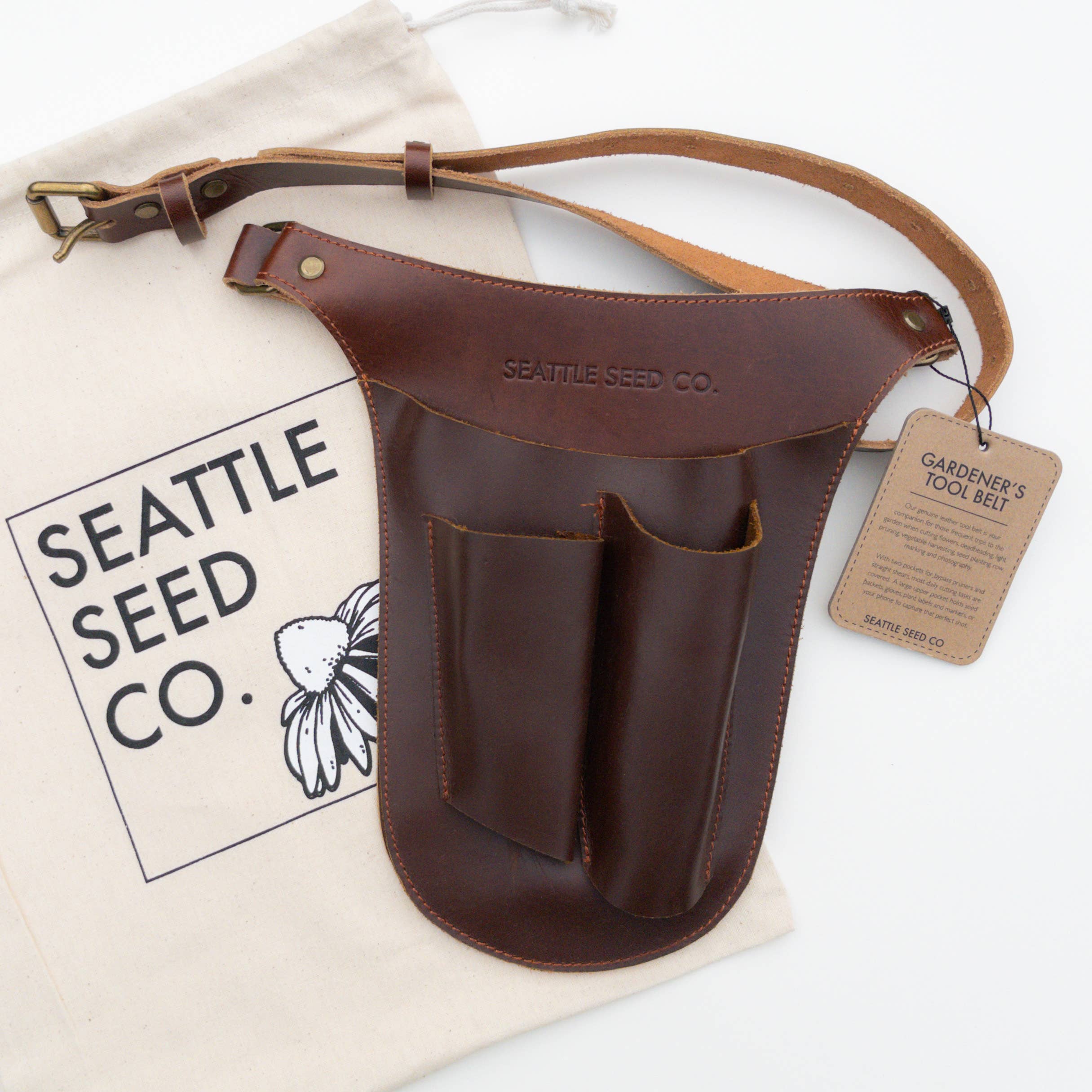 Seattle Seed Co. - Wholesale Belt Bag - Unisex - Harvest Essentials Slim Genuine Leather Gardener's Tool Belt2