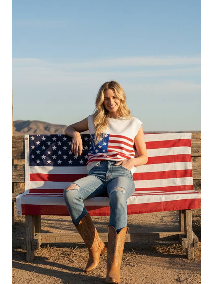 Sewn and Seen – Großhandel Pullunder – Damen – AMERIKANISCHE FLAGGE PULLOVERWESTE ZUM 4. JULI10