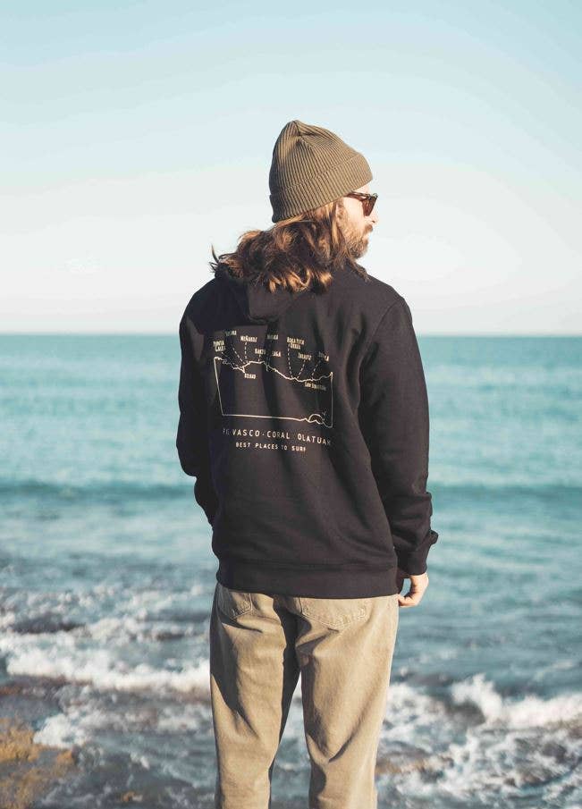 olas de coral - Wholesale Graphic Sweatshirt - Unisex - Basque Country Surf Sustainable Sweatshirt - Black
