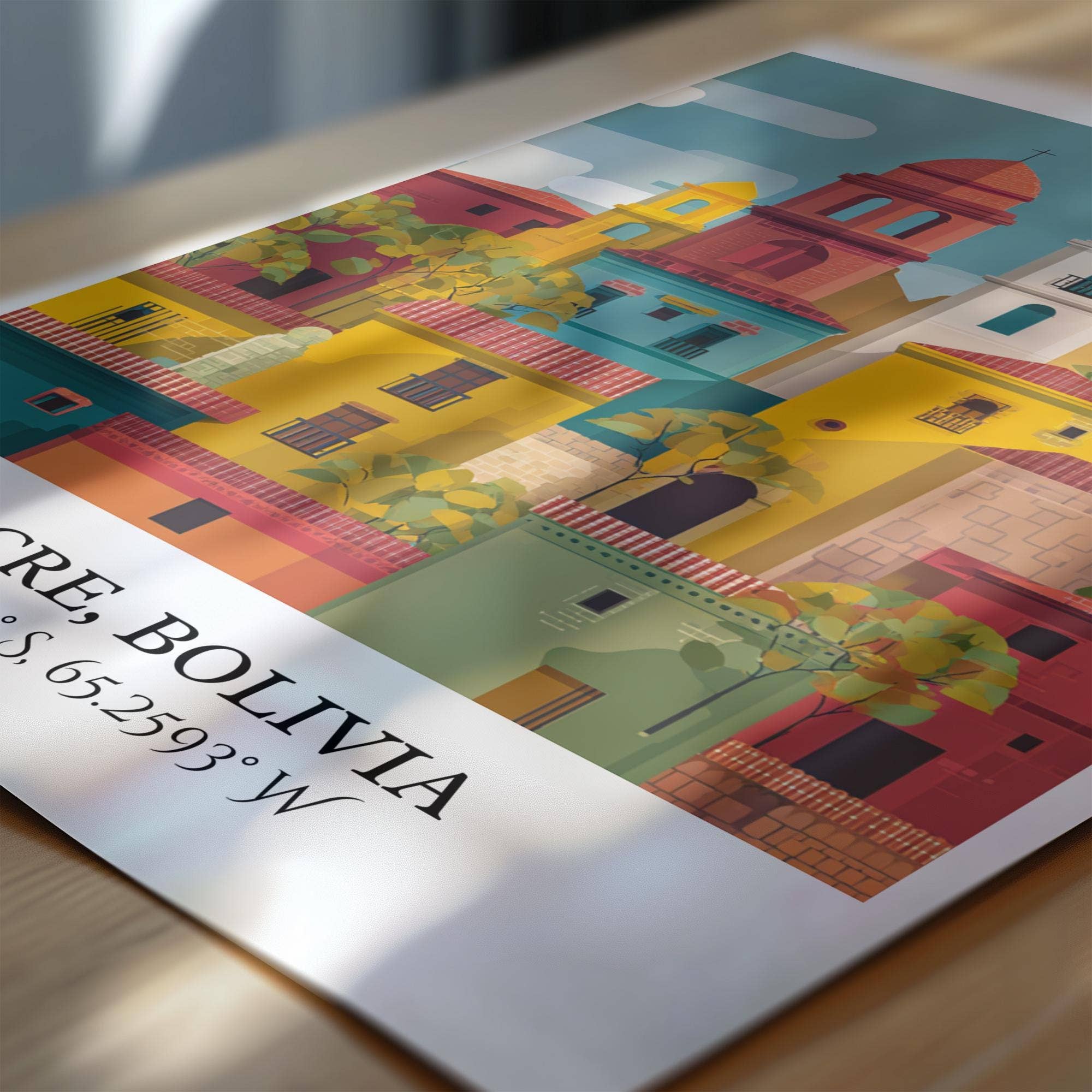 Premium Travel Art - Wholesale Art Print - Sucre Bolivia Art, Sucre Retro Travel Art, Sucre Home Decor, Sucre Bolivia Gift, Bolivia Travel Art, Travel Prints, Housewarming Gift1