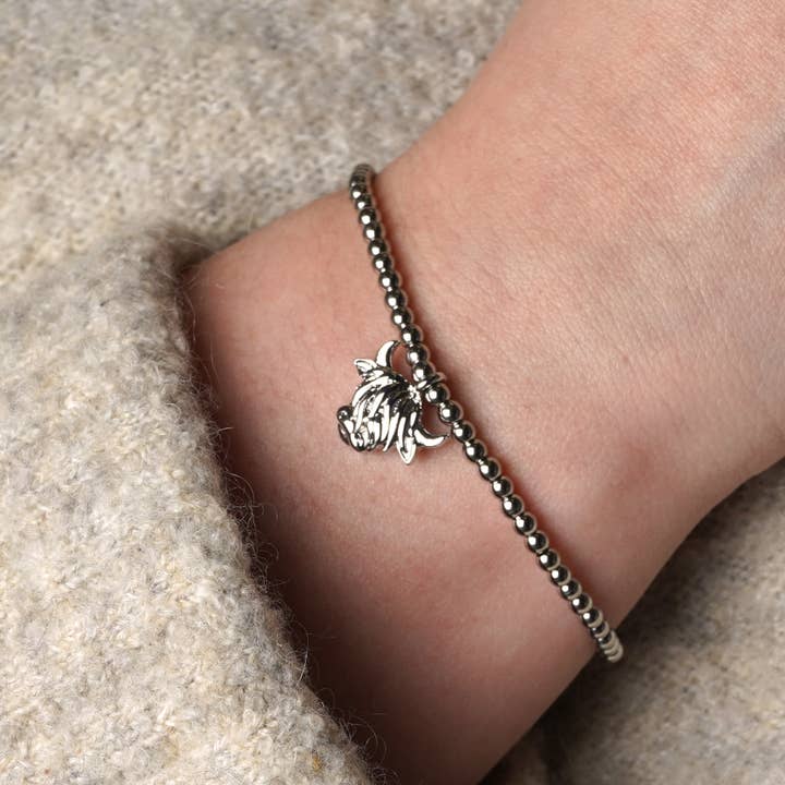 Braccialetto con Mucca delle Highland di Bramble Farm su Biglietto Regalo per la vendita all'ingrosso da parte di CGB Giftware