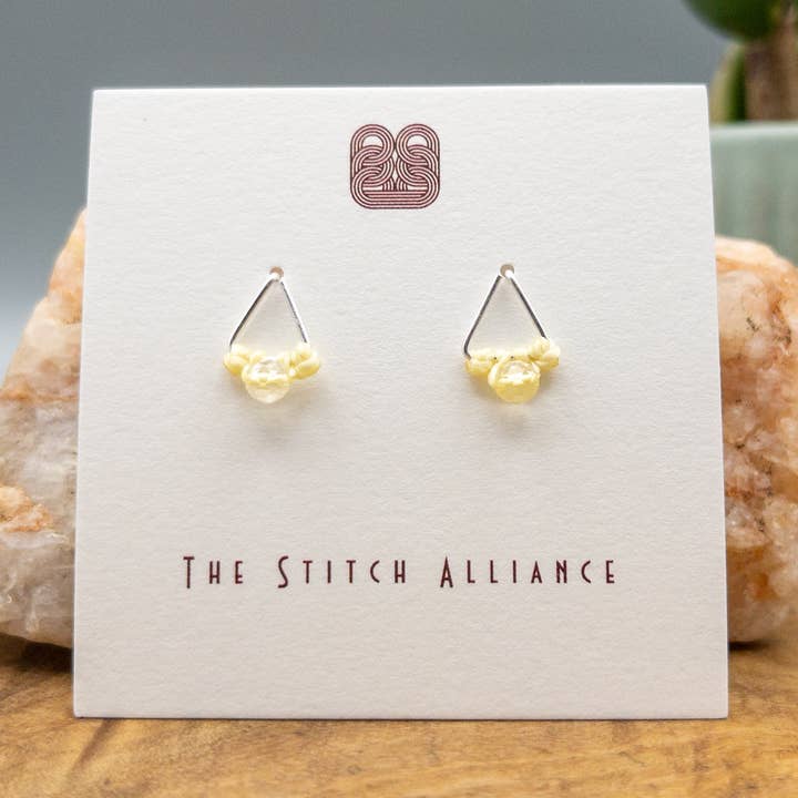 The Stitch Alliance - Wholesale Stud/Post Earrings - Citrine Stud Earrings | Sterling Silver Triangle | Handmade0