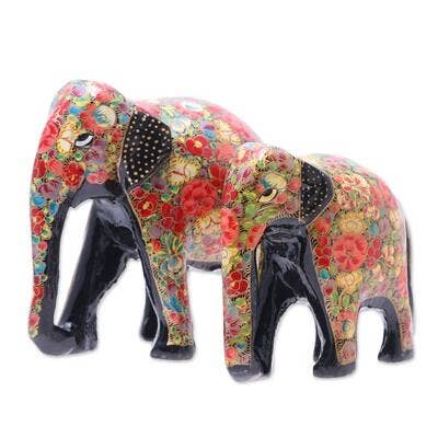 Papier-mâché  Elephant 2", 3", 5" for wholesale by Wanderlust Global