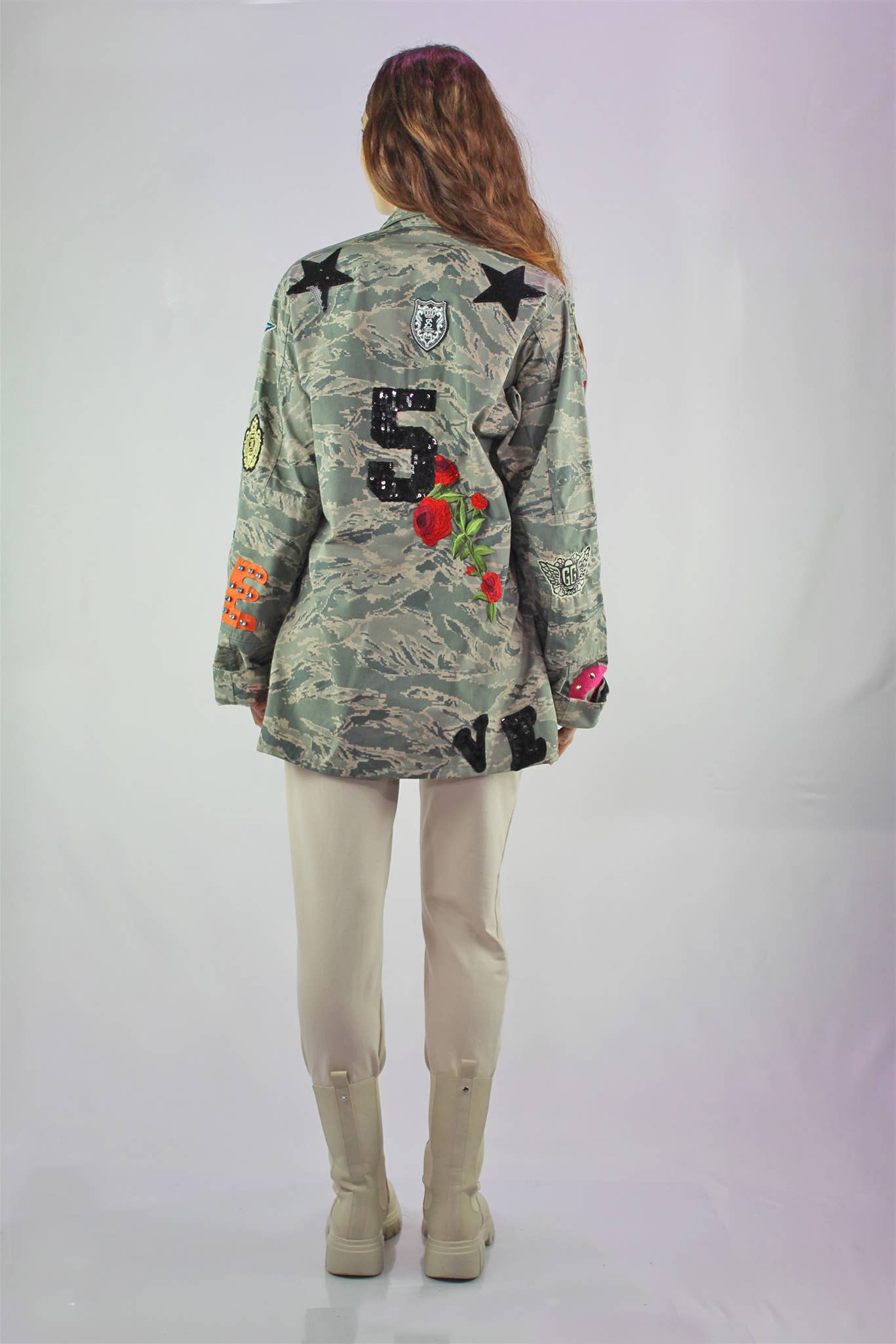 apiedinudinelparco - Wholesale Jacket - Women's - ABU USAF JACKET 2000s CUSTOM PATCH GLITTER CAMOUFLAGE LUXURY2