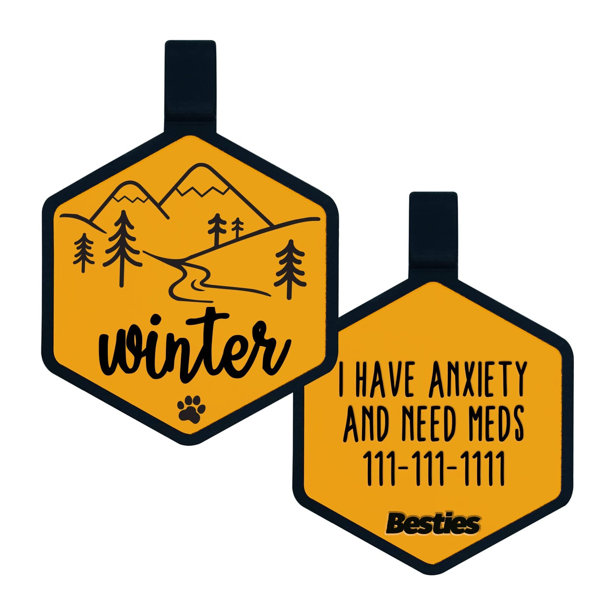 Besties Pets - Vendita all'ingrosso Etichetta per collare - Cani - Targhetta per cane in silicone con tema avventura in montagna15