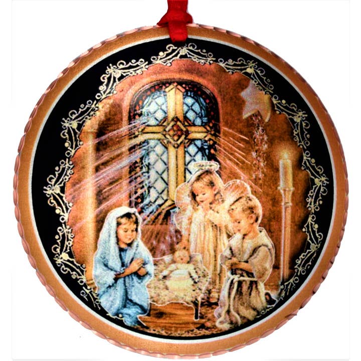 Weihnachtsschmuck „Church Manger“, XC 12 für den Großhandel von COPPER ARTS INC.