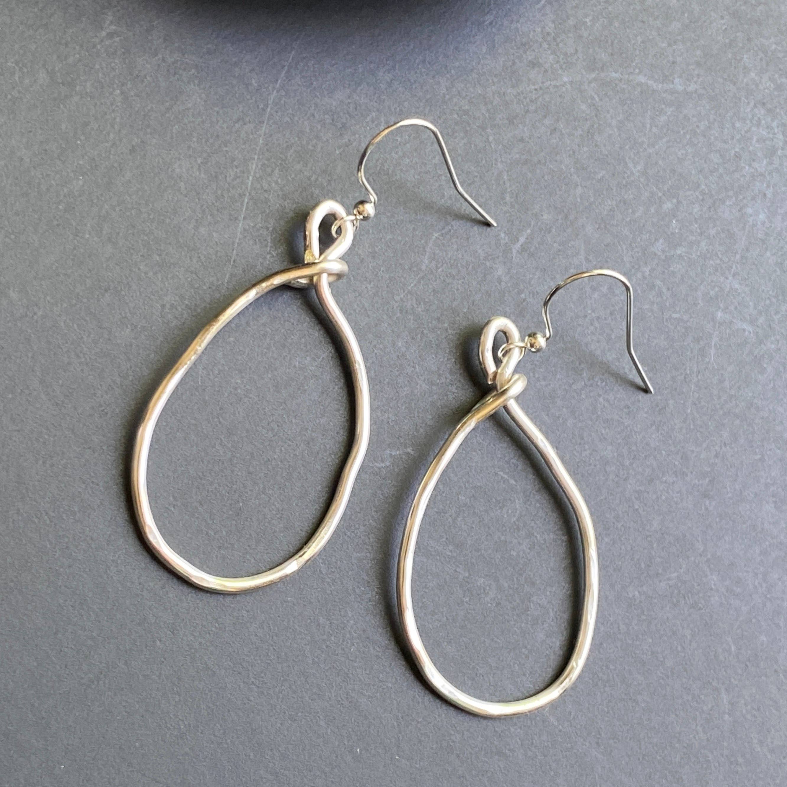 Marble Designs Jewelry - Wholesale Dangle Earrings - Organic Silver Hoop Hammered Earrings3