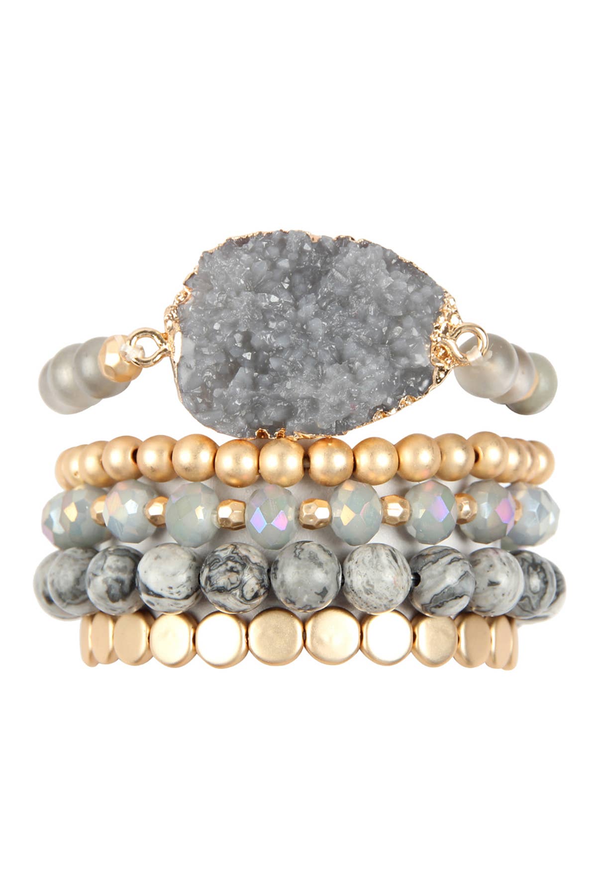 MYS Wholesale Inc - Wholesale Charm/Dangle Bracelet - Druzy Charm Mixed Bracelet Set3