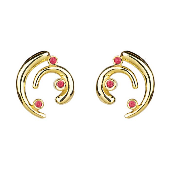 Euphoria Oorbellen - Goud, Robijn 198 voor wholesale door Eleni Orfanou