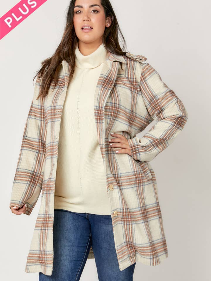 PLUS KARIERTER LANGARMMANTEL für den Großhandel von Davi & Dani