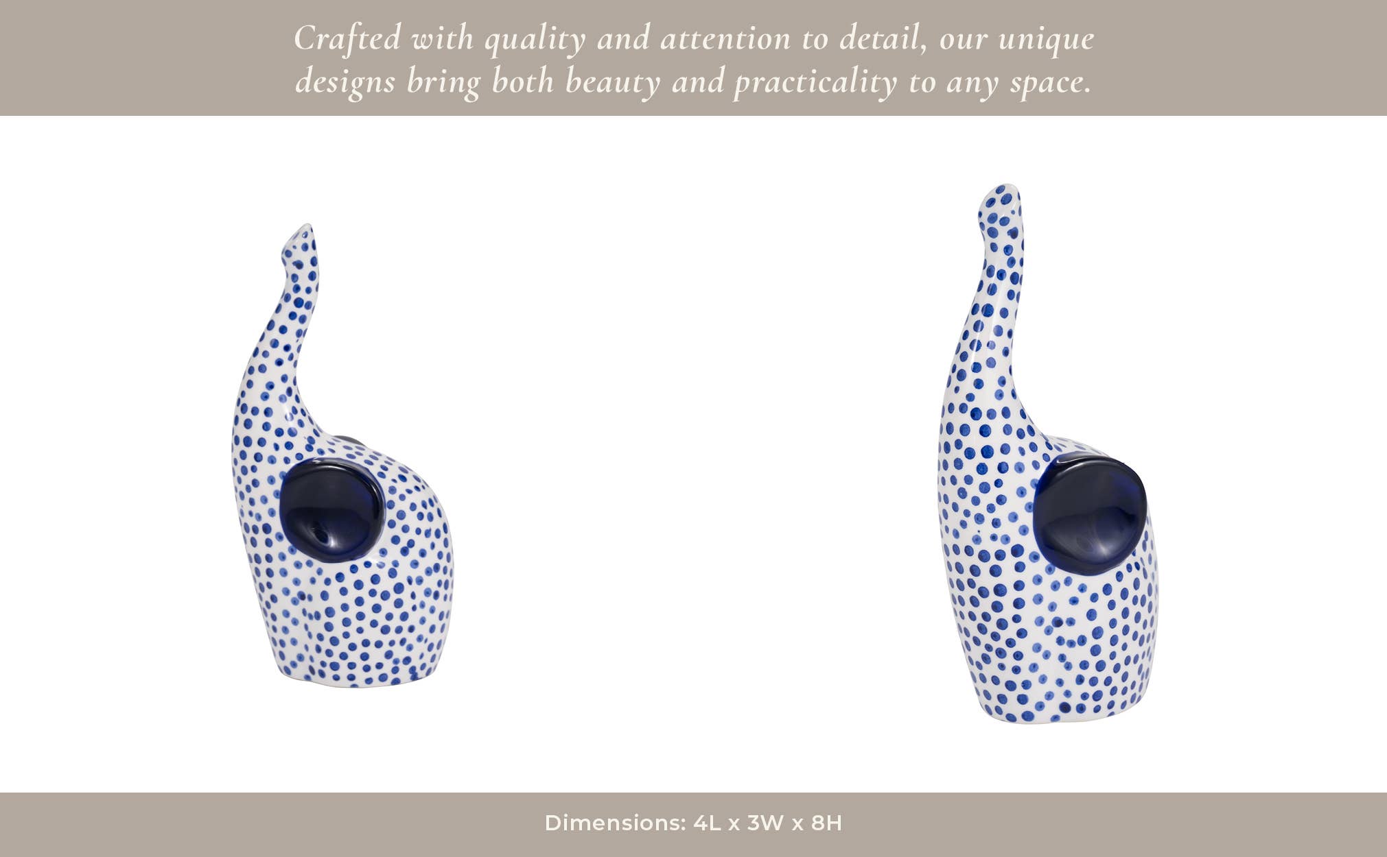 Sagebrook Home - Wholesale Decorative Figurine - Blue/White 8x4 in. Stoneware Hand-Stamped Trunk Up Elephant11