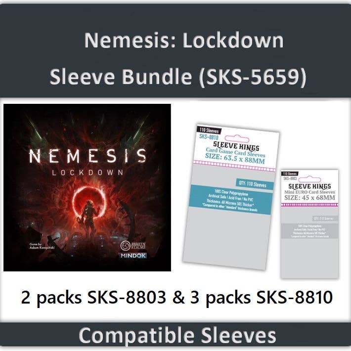 "Nemesis: Lockdown Base Game" Compatible Sleeve Bundle (8803 X 2 + 8810 X 3) for wholesale by Mayday Games