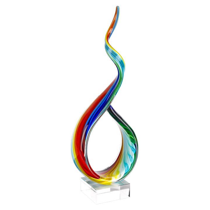 Rainbow Ribbon Murano Style Art Glass Centerpiece for wholesale by Badash