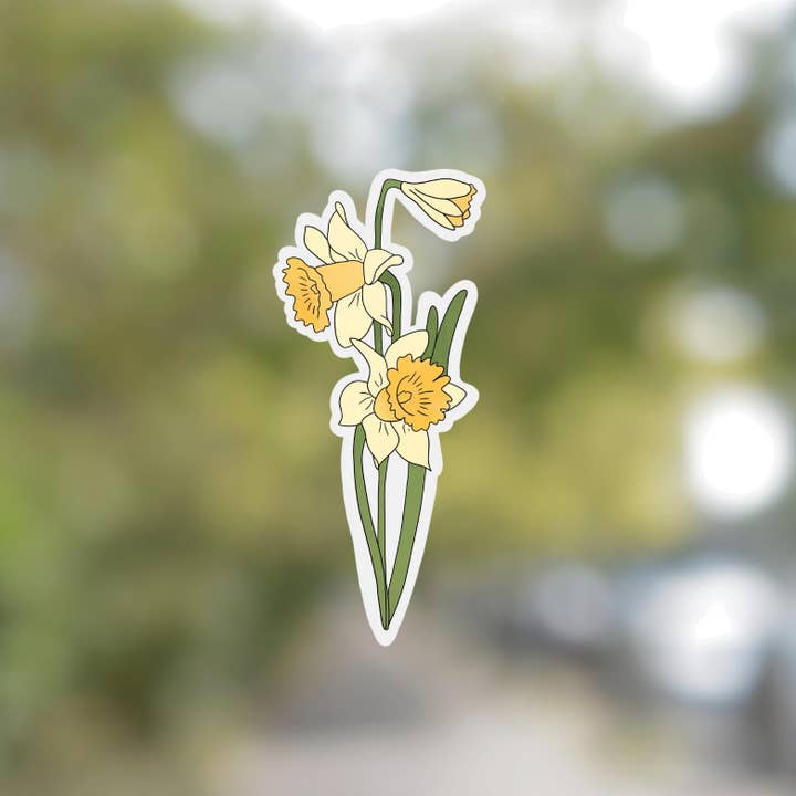 Waterproof Daffodil Sticker for Laptops & Bottles for wholesale by Home Folk Studio