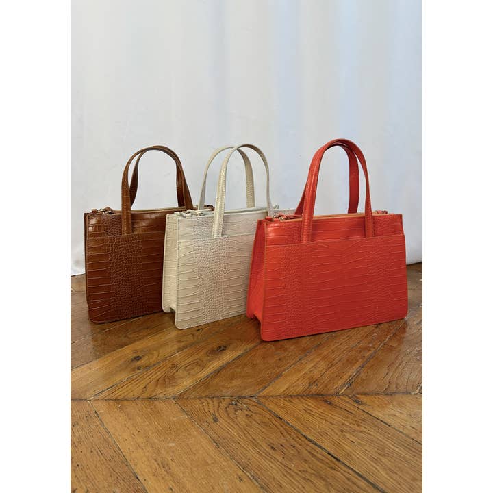 JULIA PARIS - Wholesale Handtas met handvat - Dames - Handtas van croc-geëmbossed leer met draaghandvat