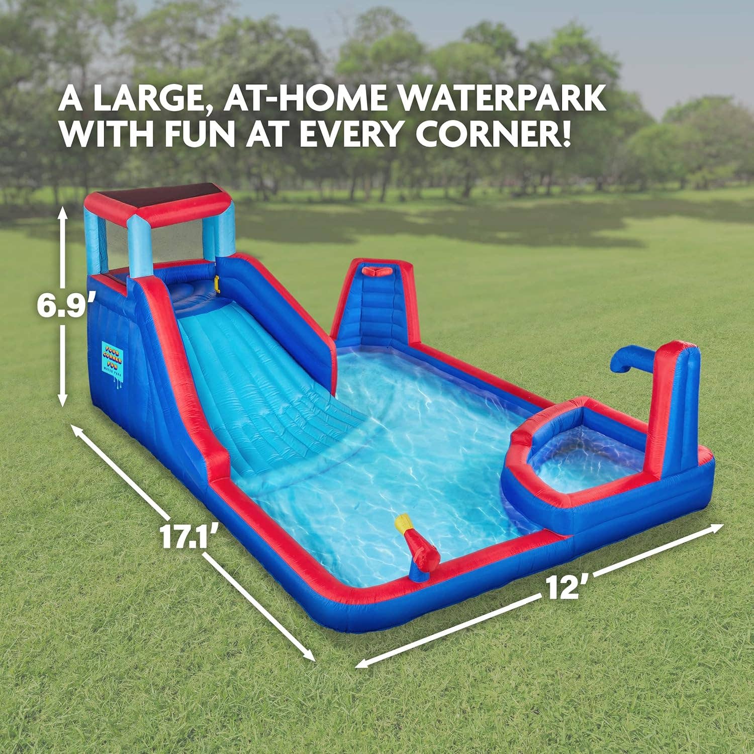 Sunny and Fun – wholesale Inflatables – Four Corner Inflatable Water Slide Park for Kids1