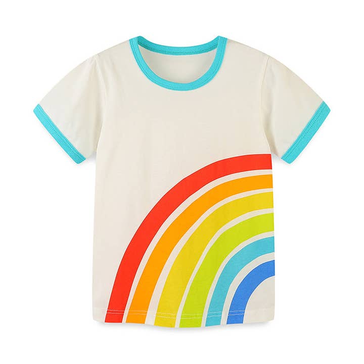 Summer Boys’ Colorful Rainbow Pattern T-shirt in European and American Style for wholesale by MyKids-USA®