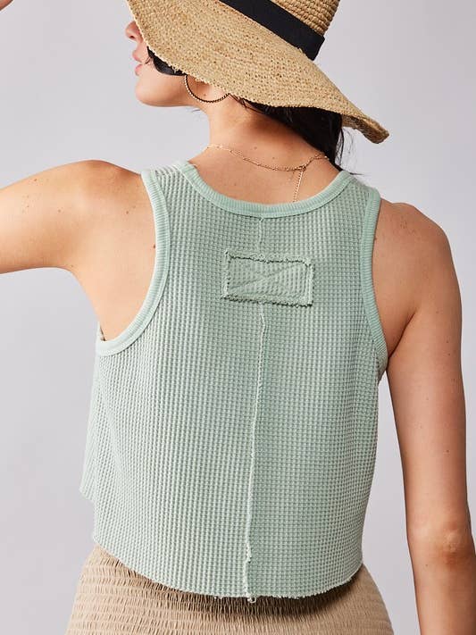 Fashion Week - Wholesale Tank Top - Women's - VINTAGE WASH CROP WAFFLE TANK TOP