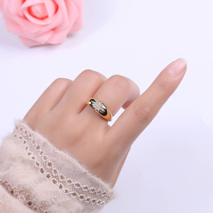 Aim Eternal - Wholesale Band/Stacked Ring - Star Dome Ring, Adjustable Gold Ring, Chunky Ring, Stackable Ring for Statement Jewelry Birthday Gift Idea for Her woman ring Sz 82