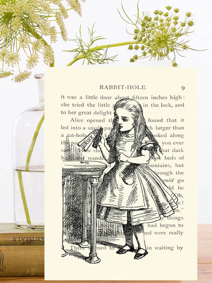 AW012P ~ Alice In Wonderland Vintage Design Greeting Card for wholesale by Madame Treacle (We cover US import duty)