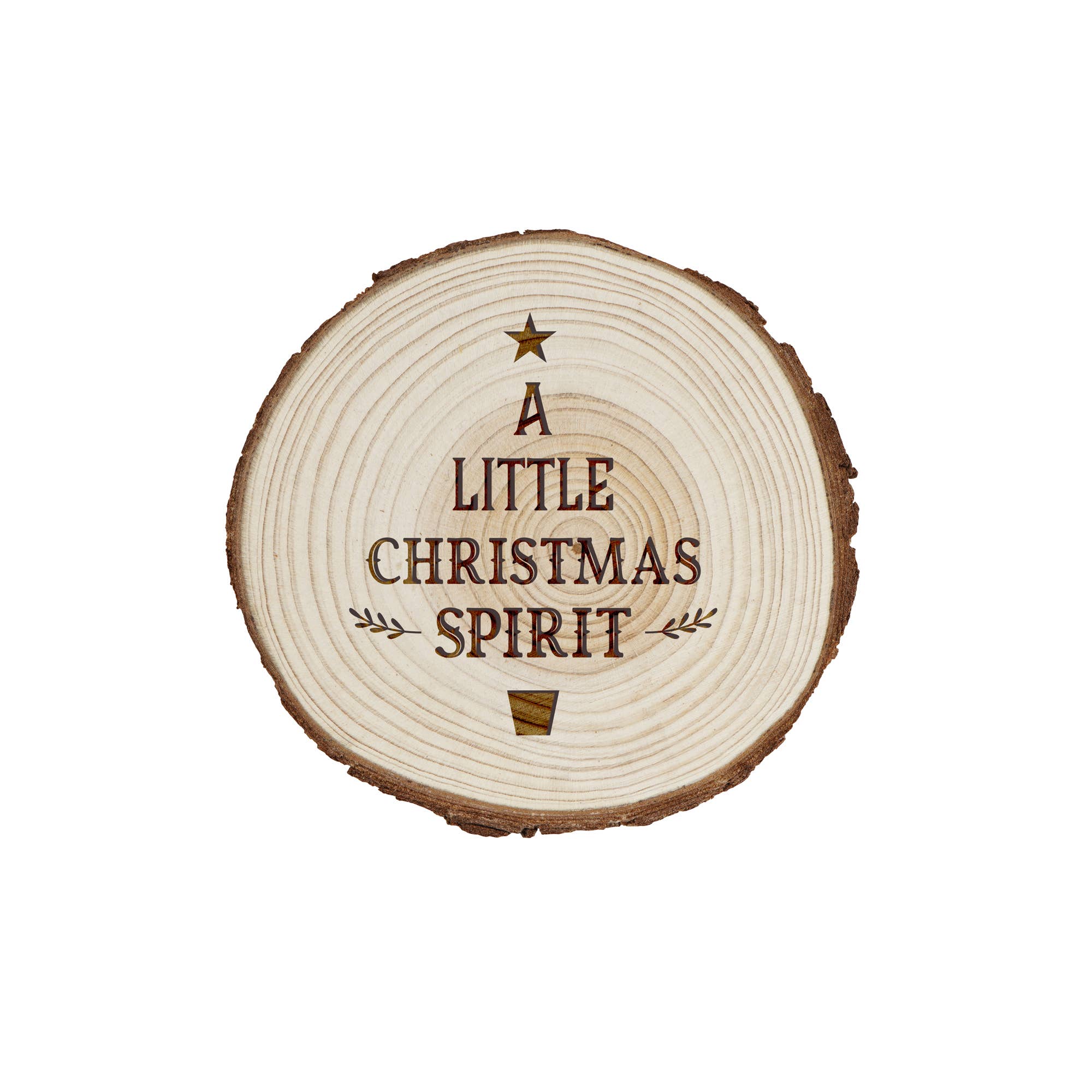 CGB Giftware – wholesale Coasters – 'A Little Christmas Spirit' Natural Log Slice Coaster1