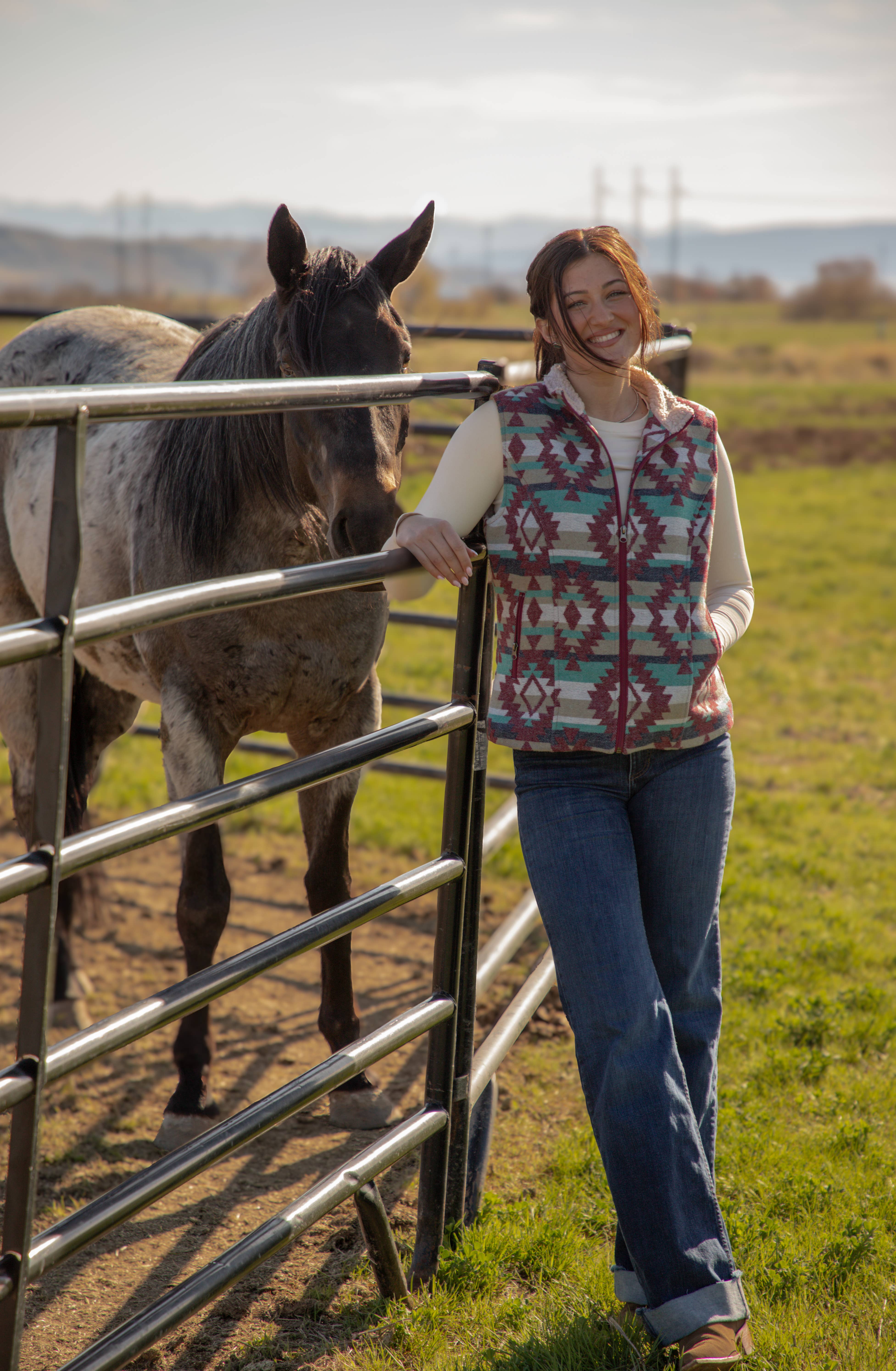 Multi Colored Ladies Aztec Vest with Sherpa Lining-L-25618 for wholesale on Faire3