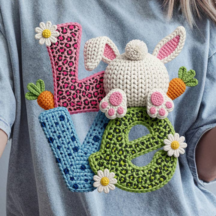 FAUX YARN CROCHET LOVE EASTER DTF TRANSFER for wholesale by Remi Lee Transfers